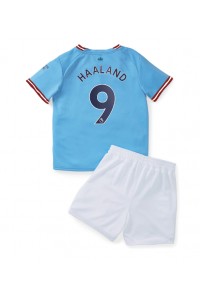 Manchester City Erling Haaland #9 Babytruitje Thuis tenue Kind 2022-23 Korte Mouw (+ Korte broeken)